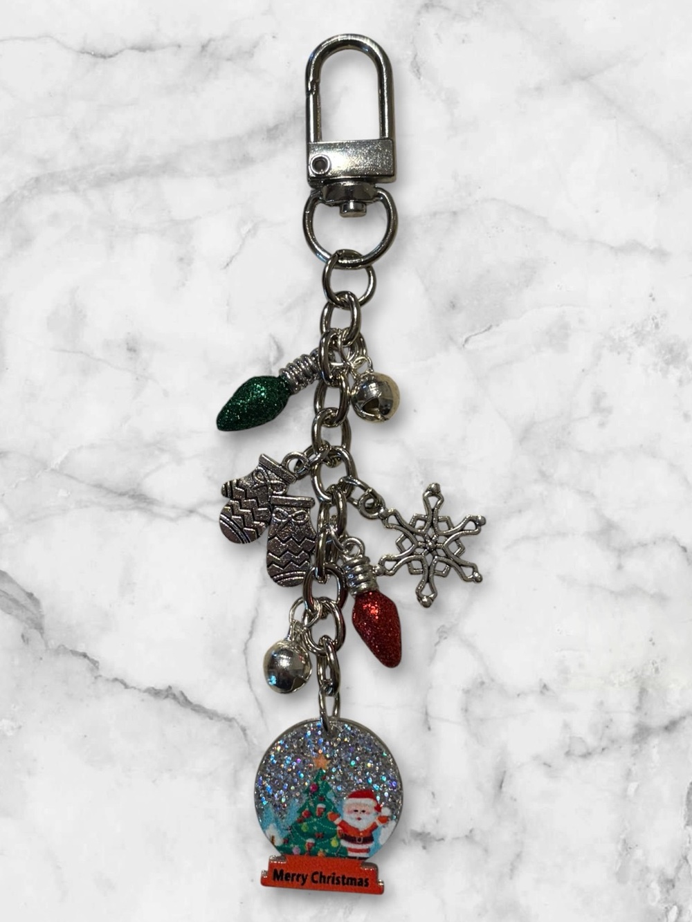 Festive Merry Christmas Keychain Charm - Red & Green Holiday Accessories